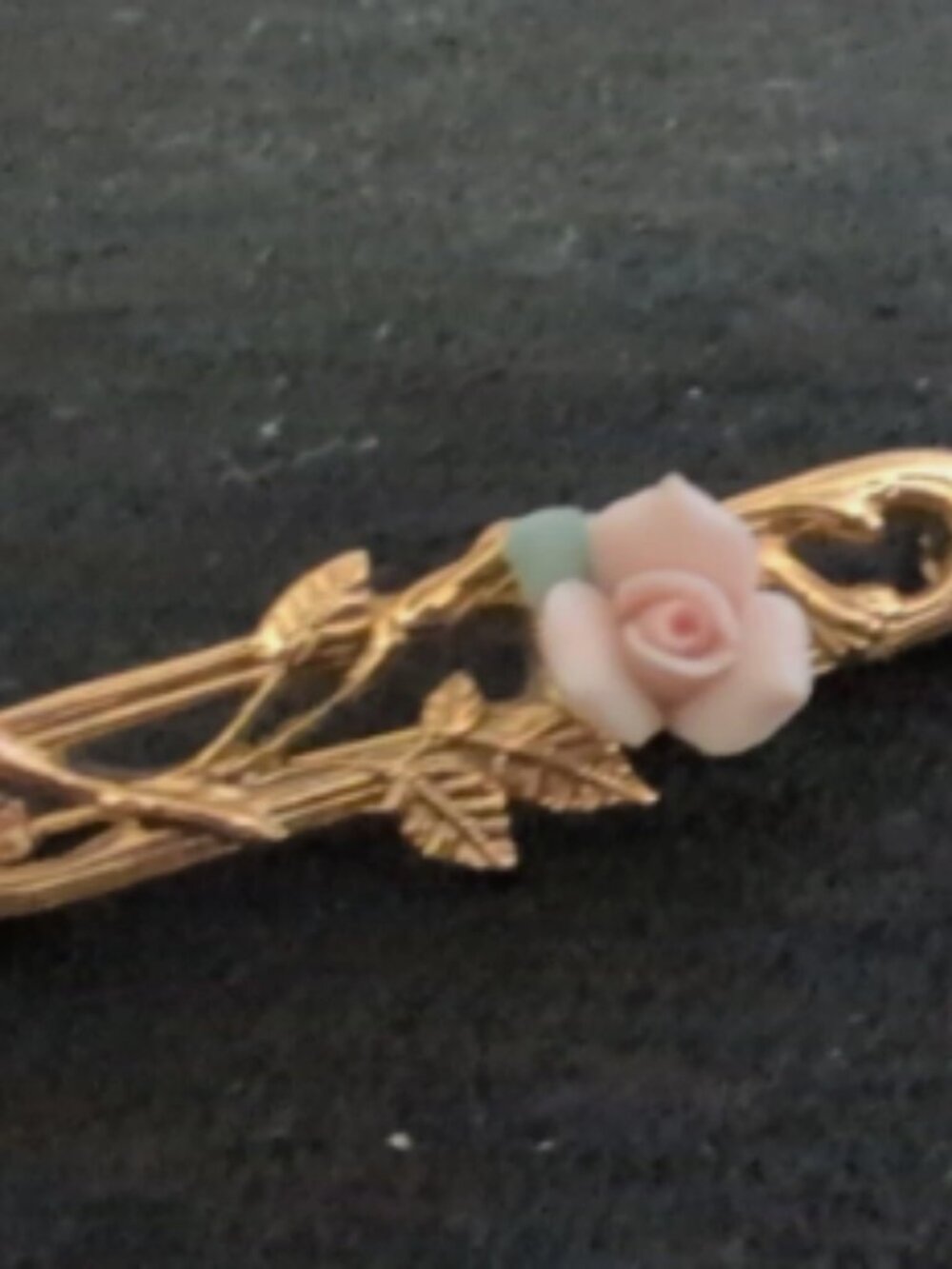 Rose Gold Earrings And Pin Vintage 1980s